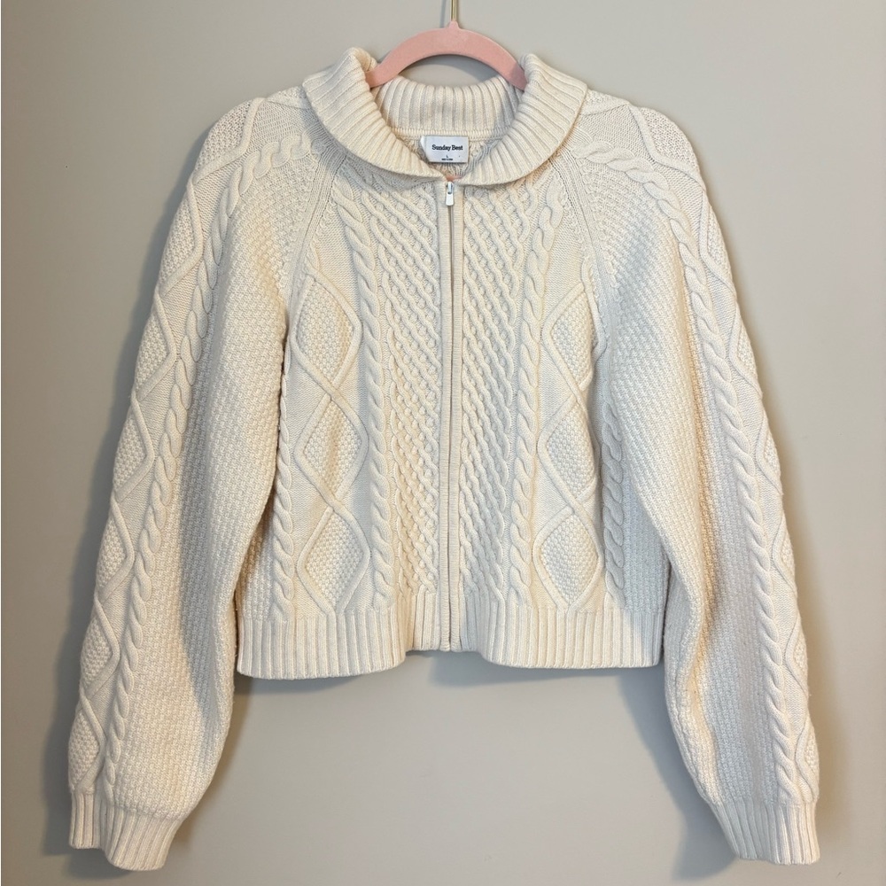 SUNDAY BEST Cableknit Zip up